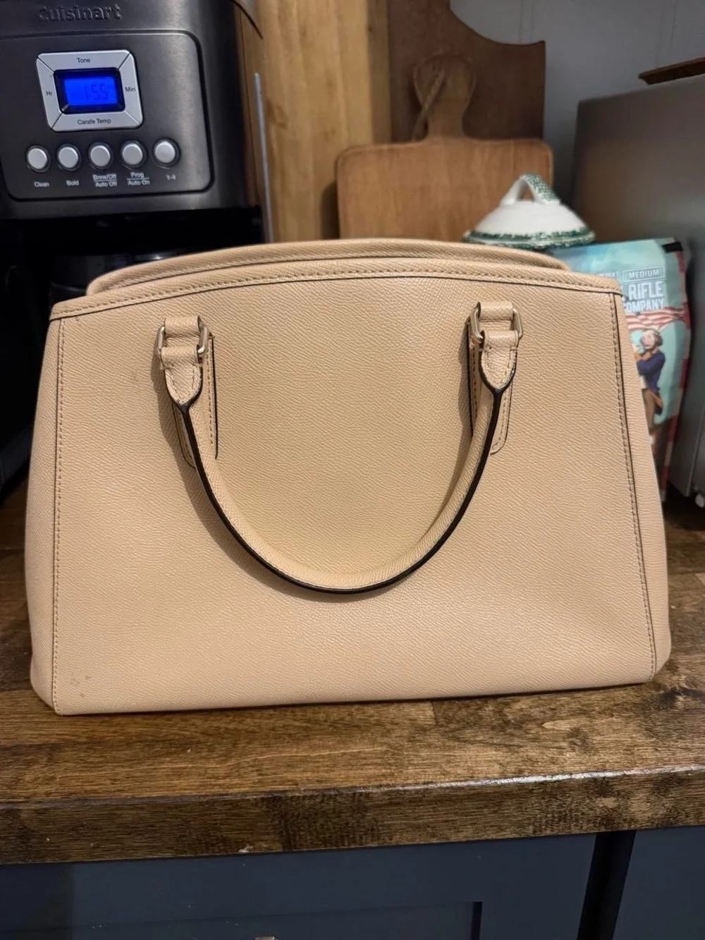 Coach Pebble Leather Satchel in Light Beige